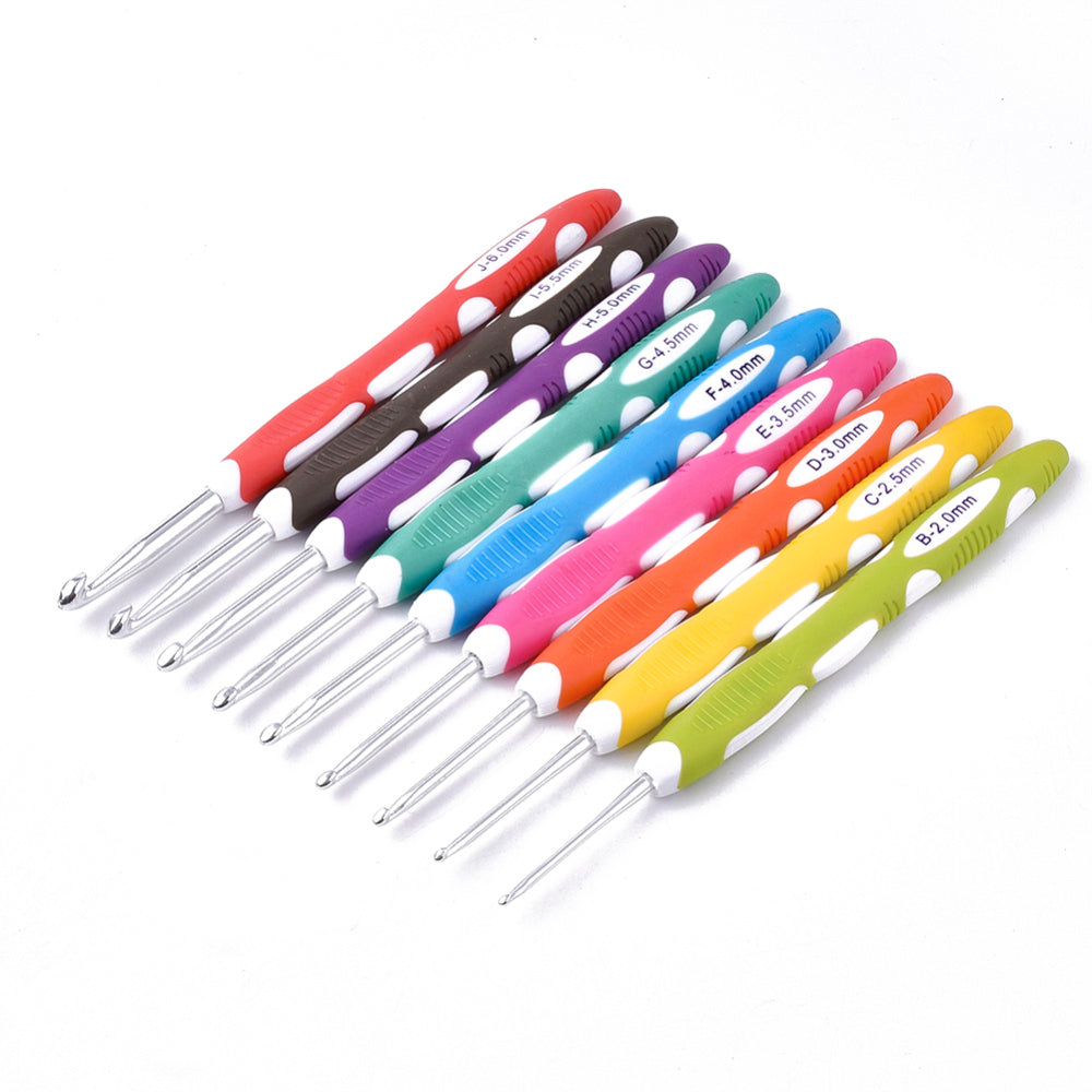 Häkelnadel Set mit ergonomischen Antirutsch-Griff von 2,0-6,0mm 9 Stück