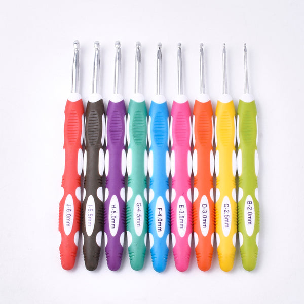 Häkelnadel Set mit ergonomischen Antirutsch-Griff von 2,0-6,0mm 9 Stück