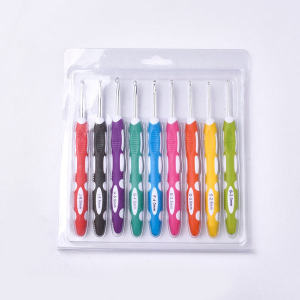 Häkelnadel Set mit ergonomischen Antirutsch-Griff von 2,0-6,0mm 9 Stück