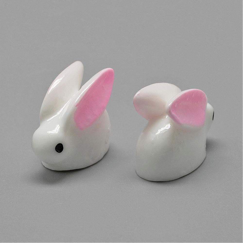 Mini Häschen rosa/weiß Resin 20x16x11mm 5 Stück