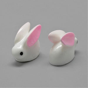 Mini Häschen rosa/weiß Resin 20x16x11mm 5 Stück