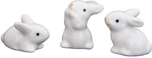 Mini Hasen aus Porzellan 3tlg 2x3cm weiss