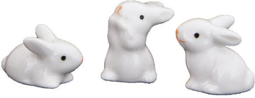 Mini Hasen aus Porzellan 3tlg 2x3cm weiss