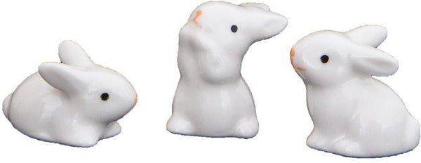 Mini Hasen aus Porzellan 3tlg 2x3cm weiss