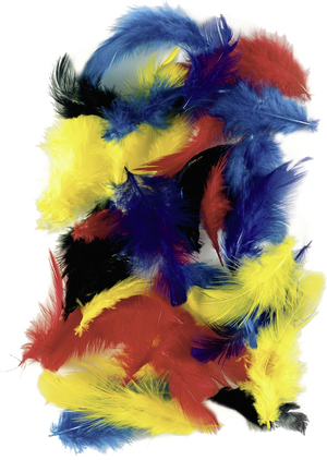 Hühnerfedern 5 -7 cm 4 Farben sortiert (gelb, rot, blau, grün) 2g