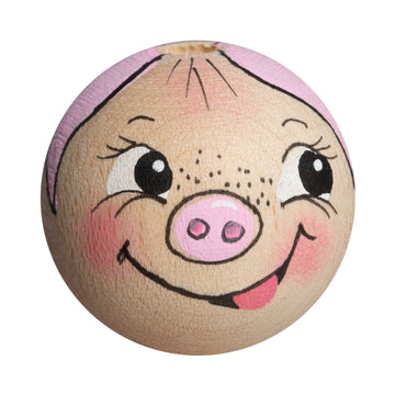 Handbemaltes Holzkopferl freundliches Schweinchen Gesicht