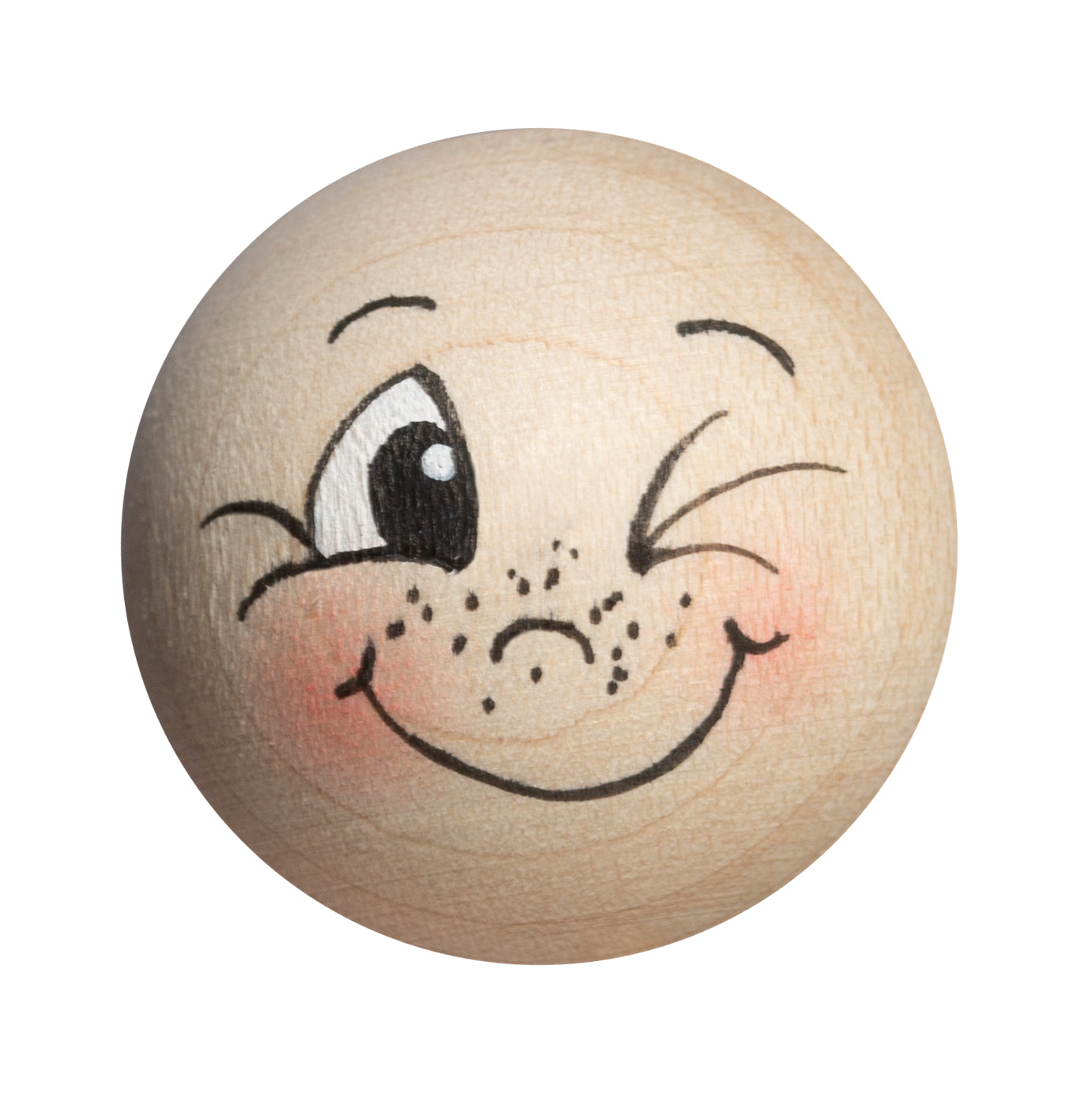 Handbemaltes Holzkopferl Kulleraugen zwinkernd Gesicht