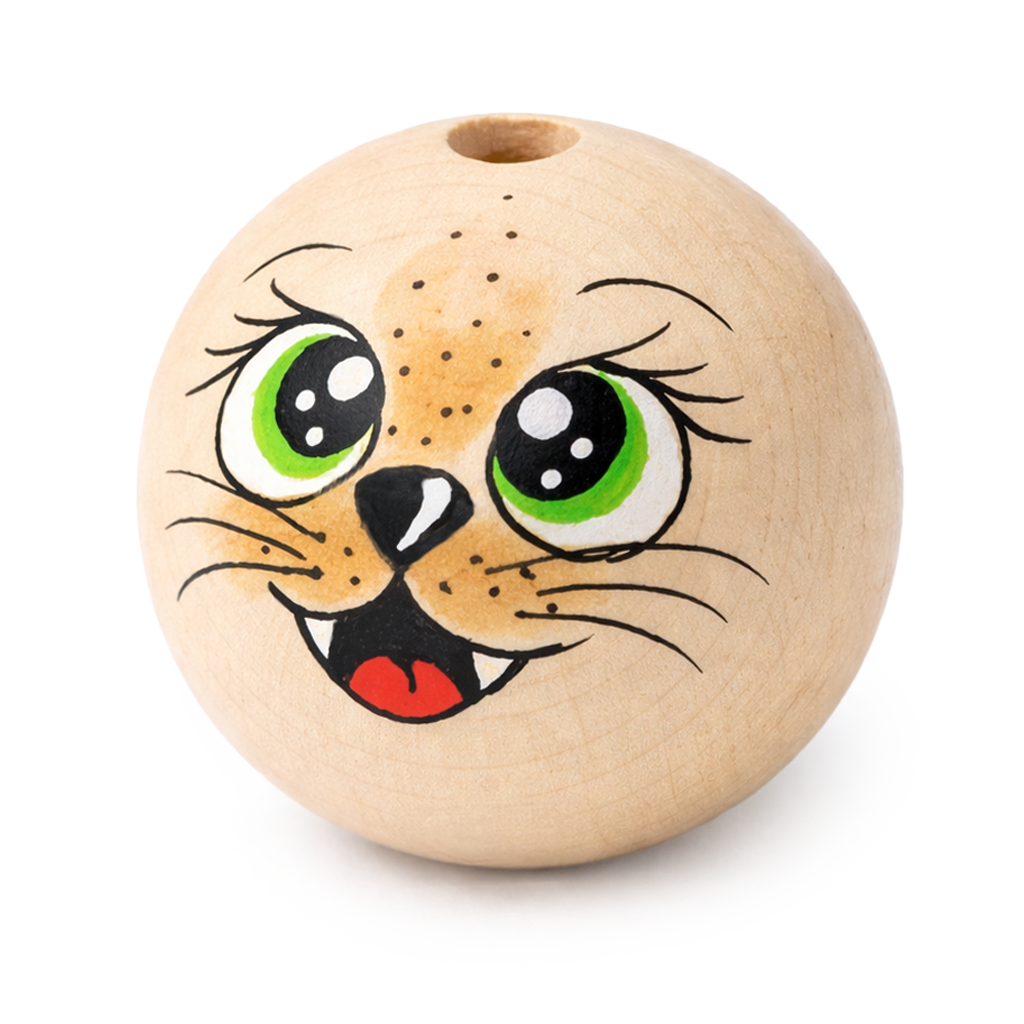 Handbemaltes Holzköpfchen Katze Coco grüne Augen