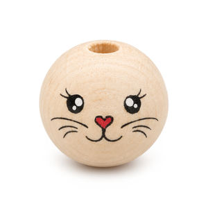 Handbemaltes Holzköpfchen Katze Minki 1 Stück