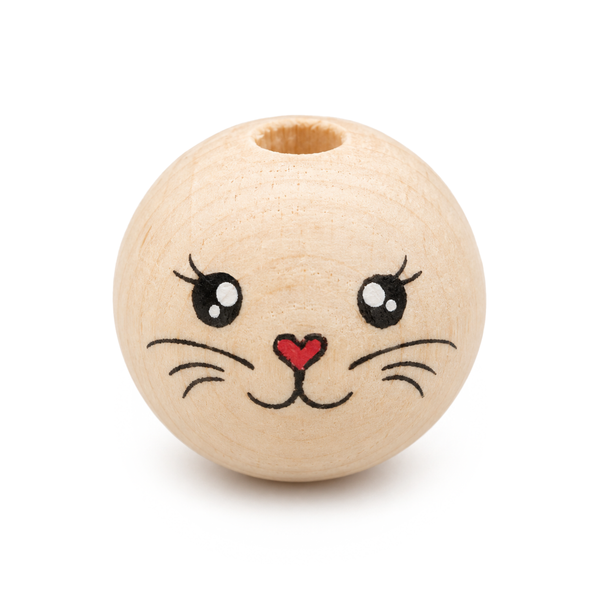 Handbemaltes Holzköpfchen Katze Minki 1 Stück