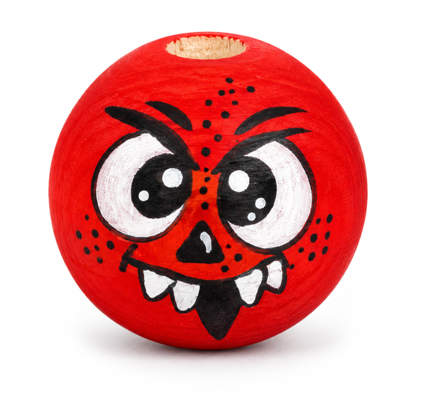 Handbemaltes Holzköpfchen Krampus mit Zunge rot 1 Stück
