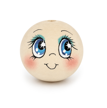 Handbemaltes Holzköpfchen Kawaii Meerjungfrau blaue Augen