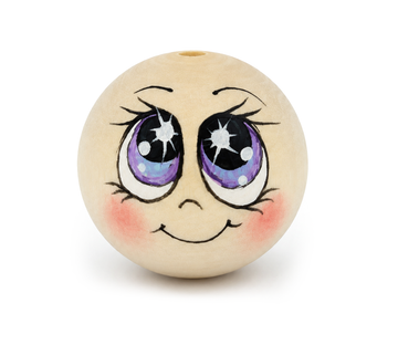 Handbemaltes Holzköpfchen Kawaii Mermaid lila Augen