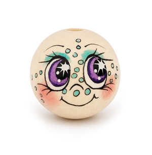 Handbemaltes Holzköpfchen Kawaii Meerjungfrau Oceanspark lila Augen