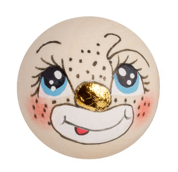 Handbemaltes Holzköpfchen Clown frech Nase mit Goldakzente LIMITED EDITION