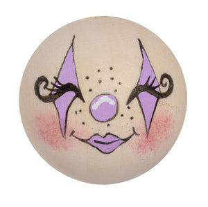 Handbemaltes Holzköpfchen Pierrot / Harlekin-inspirierter Clown lila