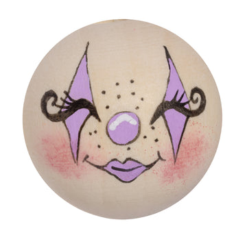 Handbemaltes Holzköpfchen Pierrot / Harlekin-inspirierter Clown lila