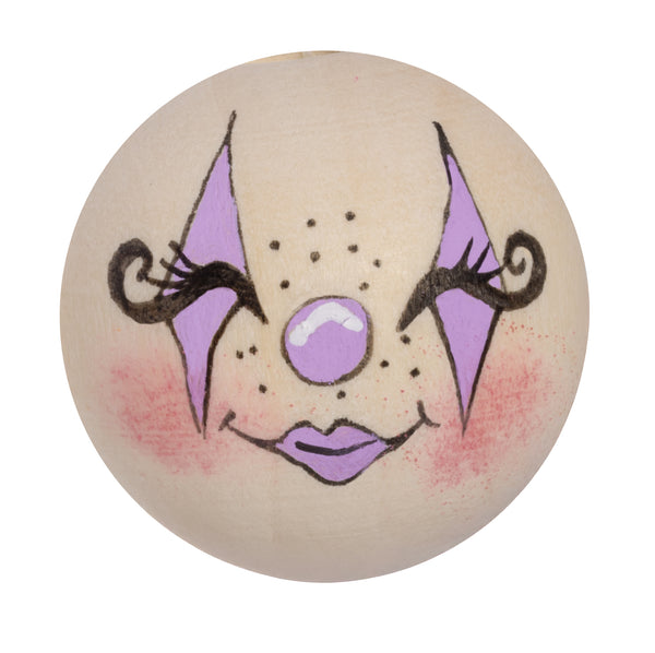Handbemaltes Holzköpfchen Pierrot / Harlekin-inspirierter Clown lila