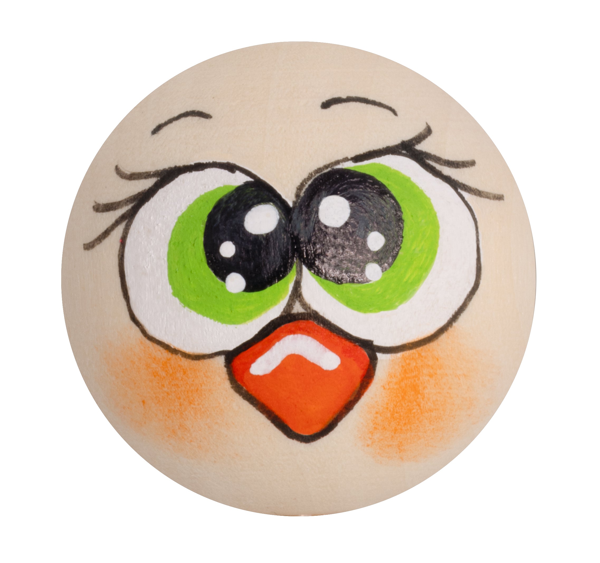 Handbemaltes Holzköpfchen niedliches Küken mit grünen Augen