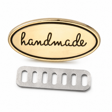 Taschenlabel "Handmade" Metall oval hellgoldfarben 40x19,5mm 1 Stück