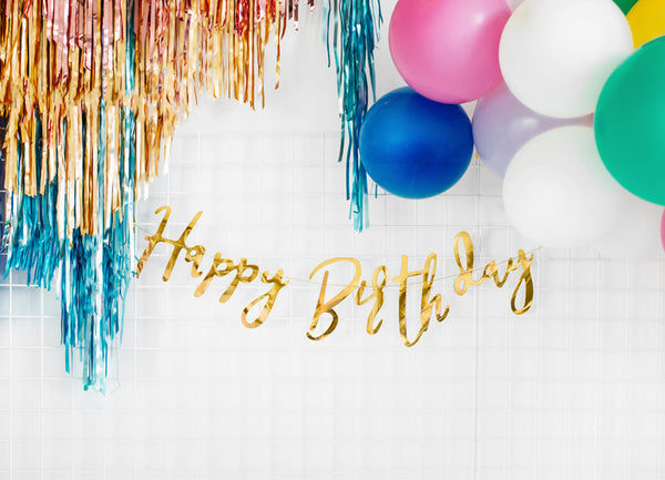 Happy Birthday Banner 16,5x62cm gold