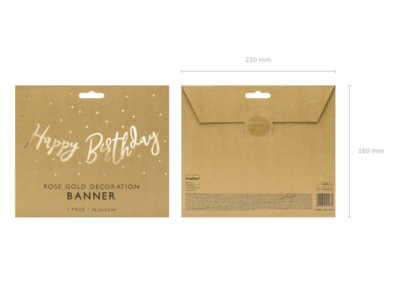 Happy Birthday Banner 16,5 x 62 cm gold