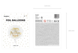 Folienballon Happy Birthday To You rund 35cm weiß