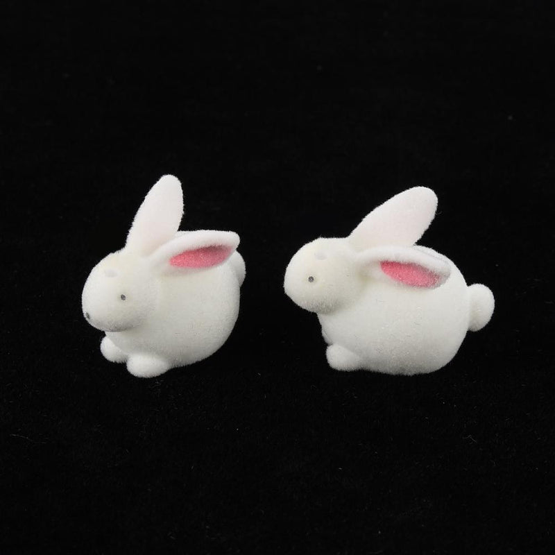 Mini-Häschen hockend beflockt weiß 18x22x12mm 1 Stück