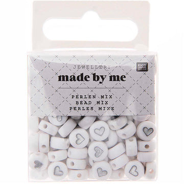 Perlen Mix Herzen rund-flach 7x4mm 165 Stück/Packung