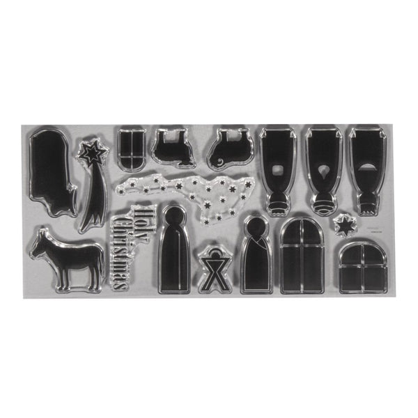 Silikonstempel Clear Stamps Krippe 97x205mm 17 Motive SB-Btl. 1Bogen