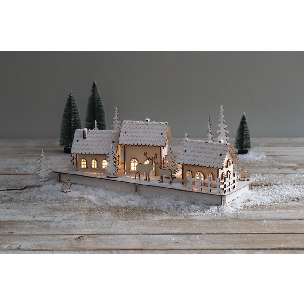 Holz 3D Bausatz Winterdorf -Set FSCMixCred 40x14,5x17cm 84teilig natur
