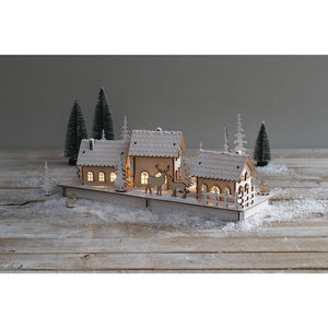 Holz 3D Bausatz Winterdorf -Set FSCMixCred 40x14,5x17cm 84teilig natur