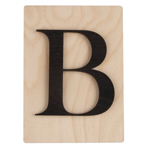Holzbuchstaben schwarz auf Holzfliese 10,5x14,8cm per Stück