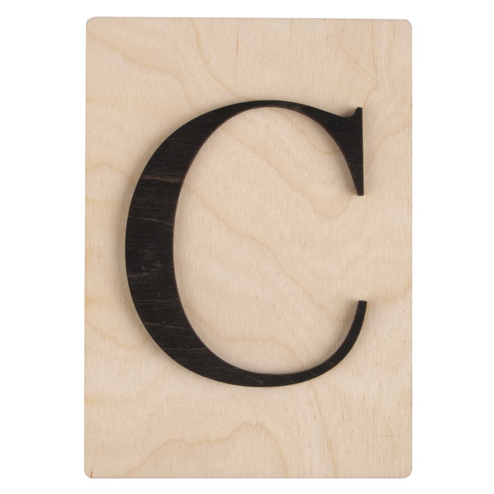 Holzbuchstaben schwarz auf Holzfliese 10,5x14,8cm per Stück
