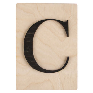 Holzbuchstaben schwarz auf Holzfliese 10,5x14,8cm per Stück