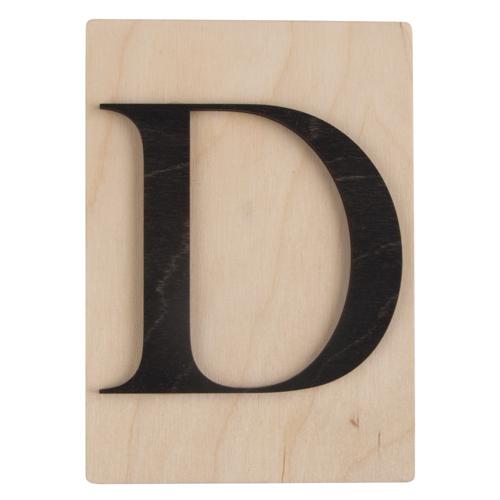 Holzbuchstaben schwarz auf Holzfliese 10,5x14,8cm per Stück