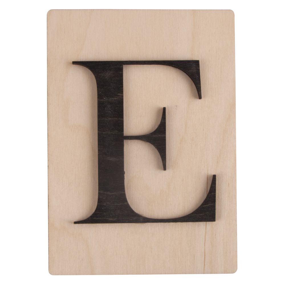 Holzbuchstaben schwarz auf Holzfliese 10,5x14,8cm per Stück