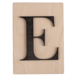 Holzbuchstaben schwarz auf Holzfliese 10,5x14,8cm per Stück