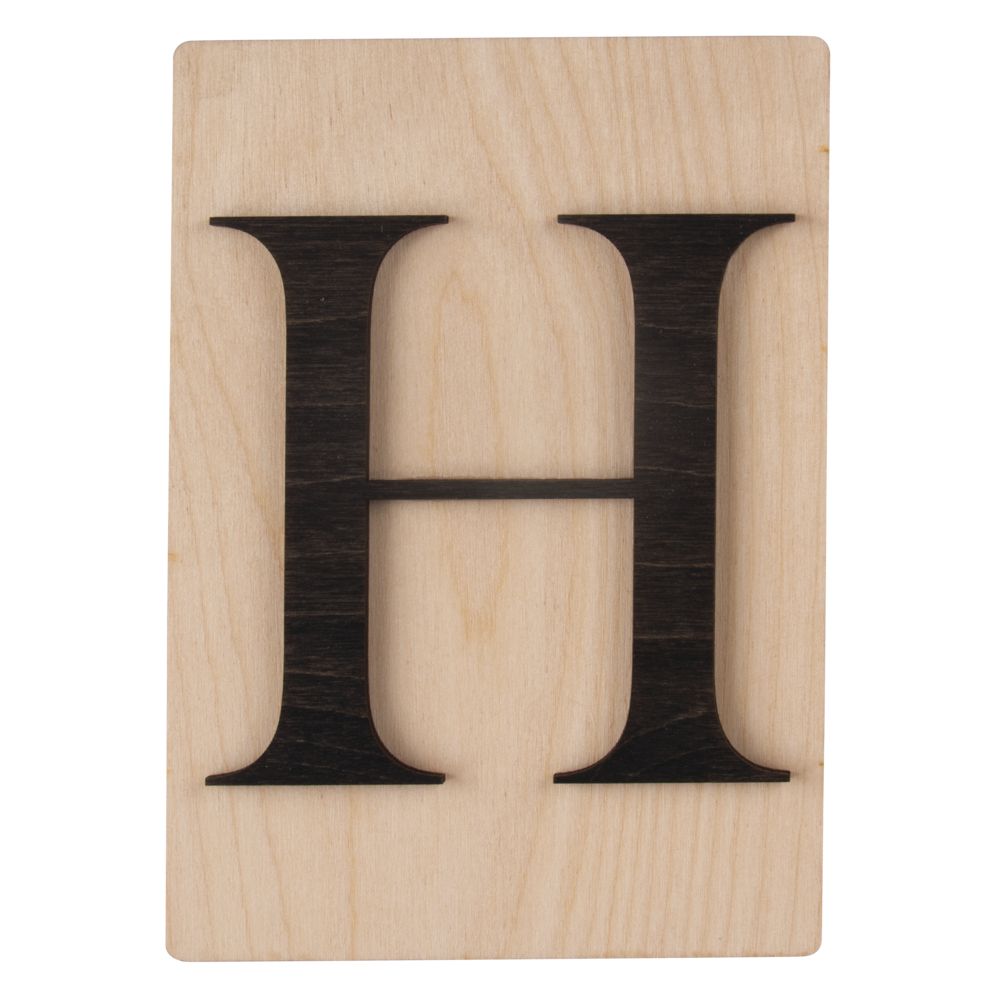 Holzbuchstaben schwarz auf Holzfliese 10,5x14,8cm per Stück