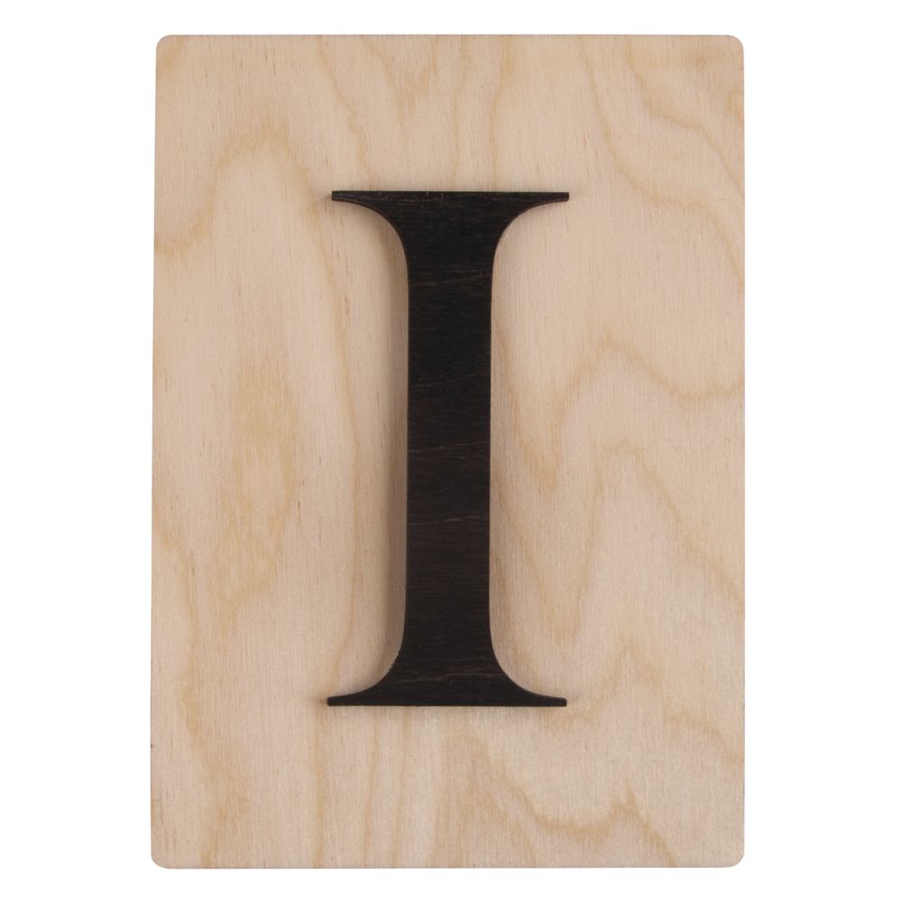 Holzbuchstaben schwarz auf Holzfliese 10,5x14,8cm per Stück