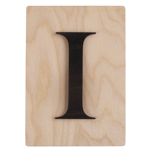 Holzbuchstaben schwarz auf Holzfliese 10,5x14,8cm per Stück