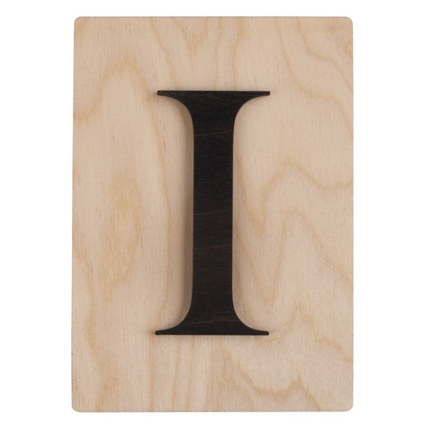 Holzbuchstaben schwarz auf Holzfliese 10,5x14,8cm per Stück
