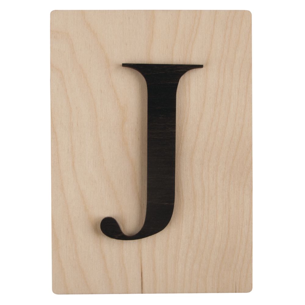 Holzbuchstaben schwarz auf Holzfliese 10,5x14,8cm per Stück