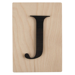 Holzbuchstaben schwarz auf Holzfliese 10,5x14,8cm per Stück