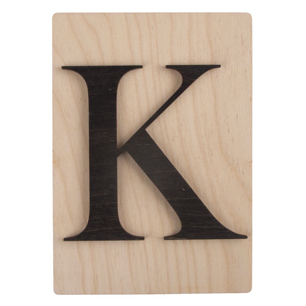 Holzbuchstaben schwarz auf Holzfliese 10,5x14,8cm per Stück
