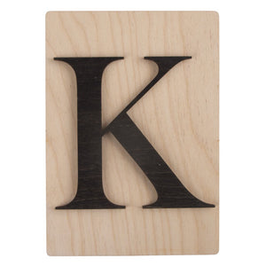 Holzbuchstaben schwarz auf Holzfliese 10,5x14,8cm per Stück