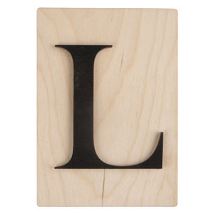 Holzbuchstaben schwarz auf Holzfliese 10,5x14,8cm per Stück