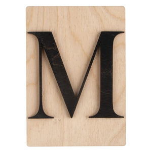 Holzbuchstaben schwarz auf Holzfliese 10,5x14,8cm per Stück