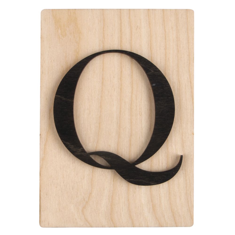 Holzbuchstaben schwarz auf Holzfliese 10,5x14,8cm per Stück