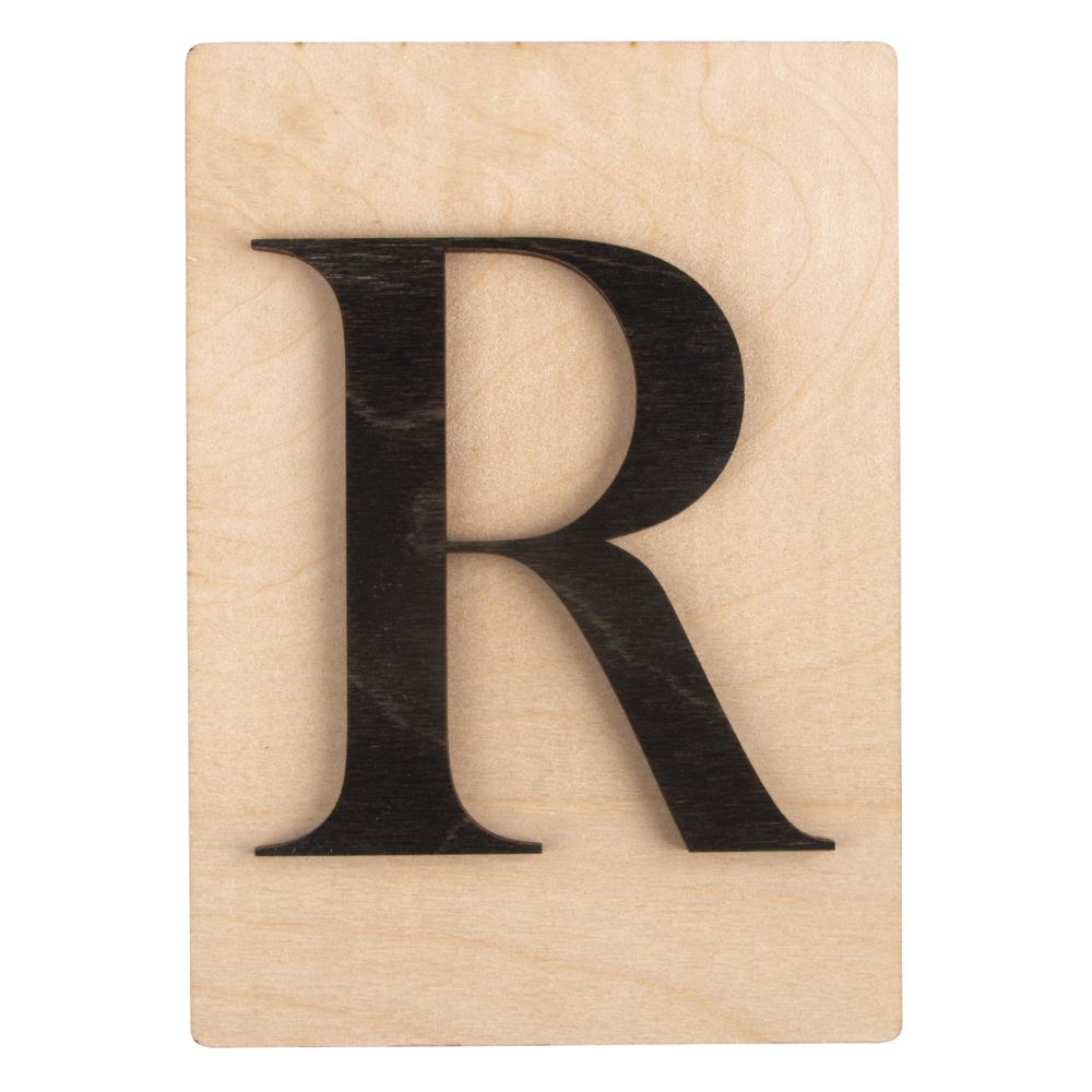 Holzbuchstaben schwarz auf Holzfliese 10,5x14,8cm per Stück